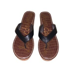 Sam Edelman Romy Women's Cork Wedge Black Sandal Size  9.5M